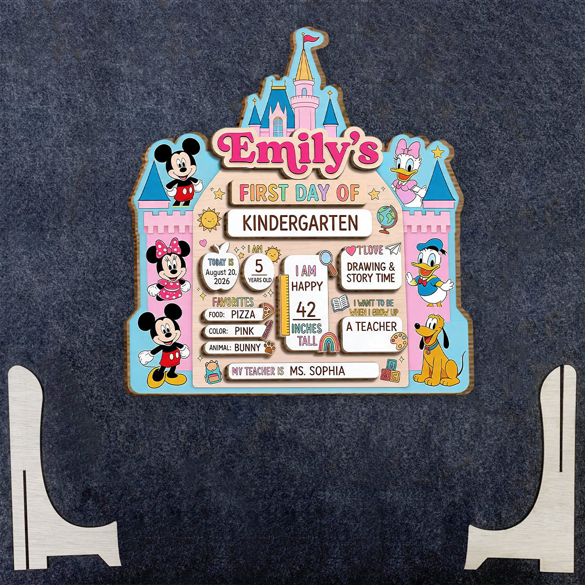 My First Day Of School - Personalized Mouse 2 Layered Wood Sign / Wood Plaque