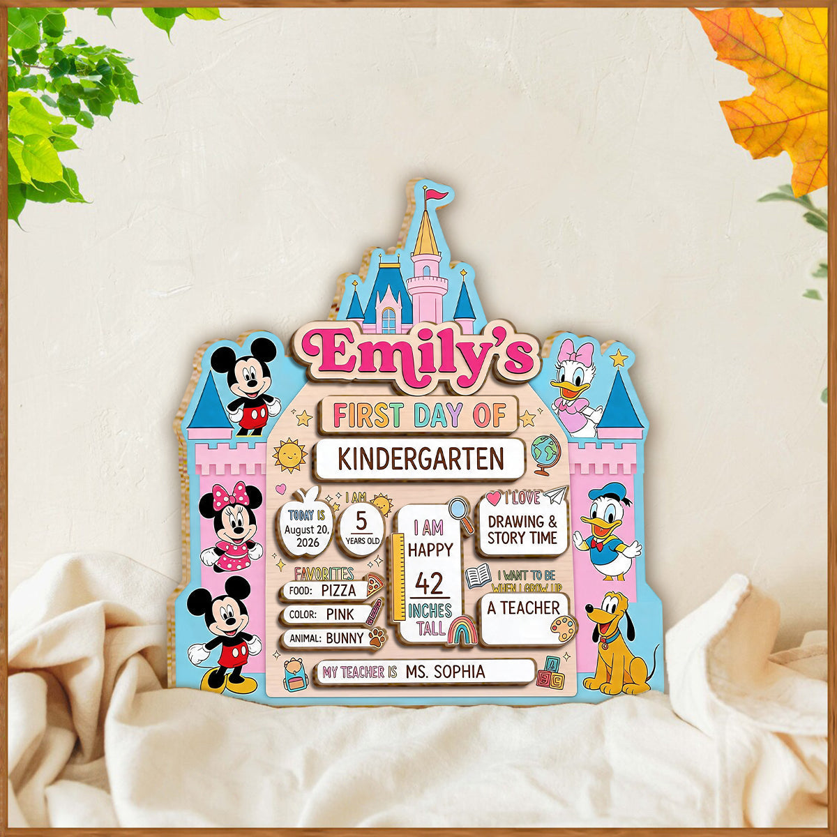 My First Day Of School - Personalized Mouse 2 Layered Wood Sign / Wood Plaque