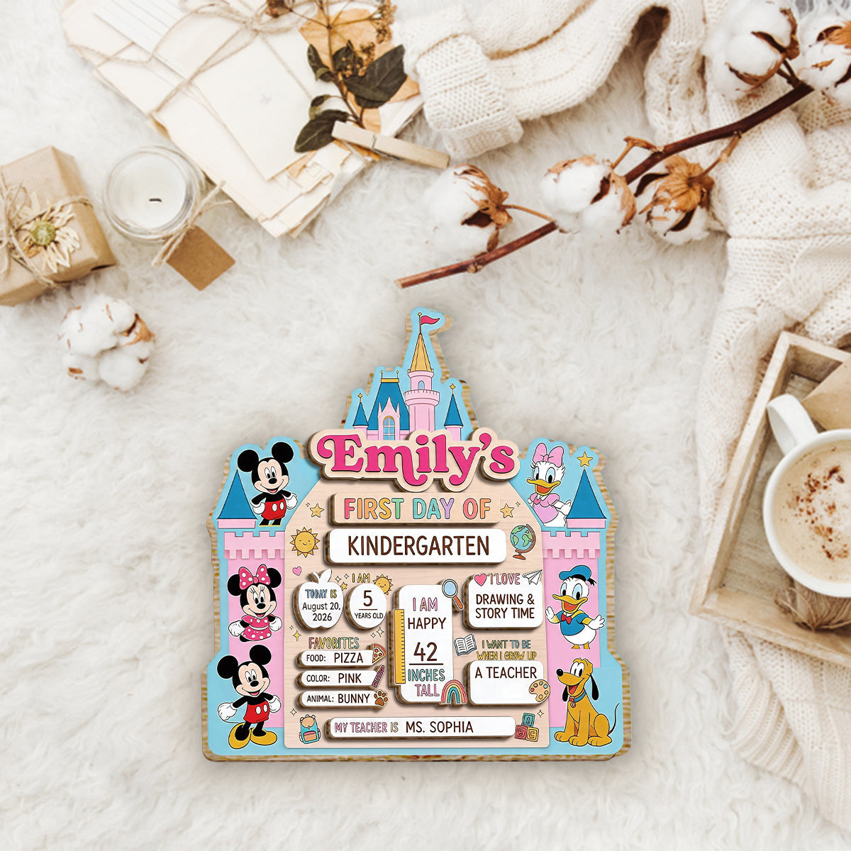 My First Day Of School - Personalized Mouse 2 Layered Wood Sign / Wood Plaque