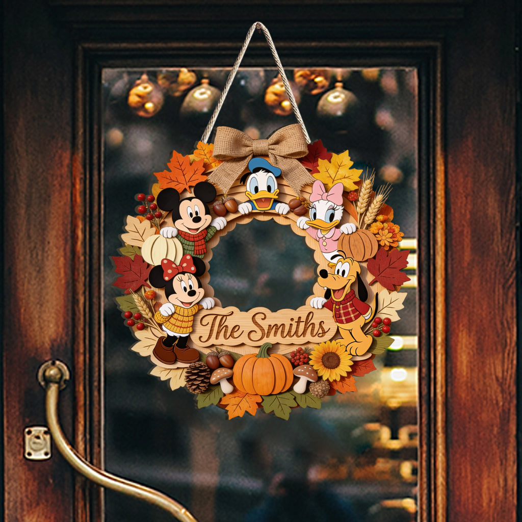 Hello Fall - Personalized Mouse Custom Shaped Wood Sign