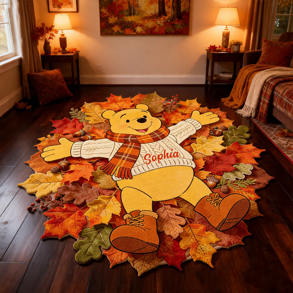 Fall Vibes - Personalized Yellow Bear Non-Slip Tufted Rug
