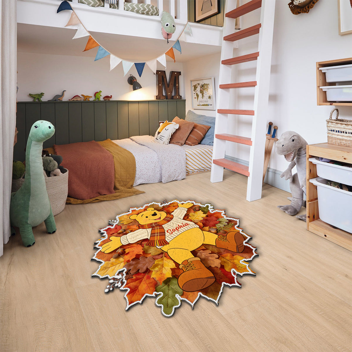 Fall Vibes - Personalized Yellow Bear Non-Slip Tufted Rug