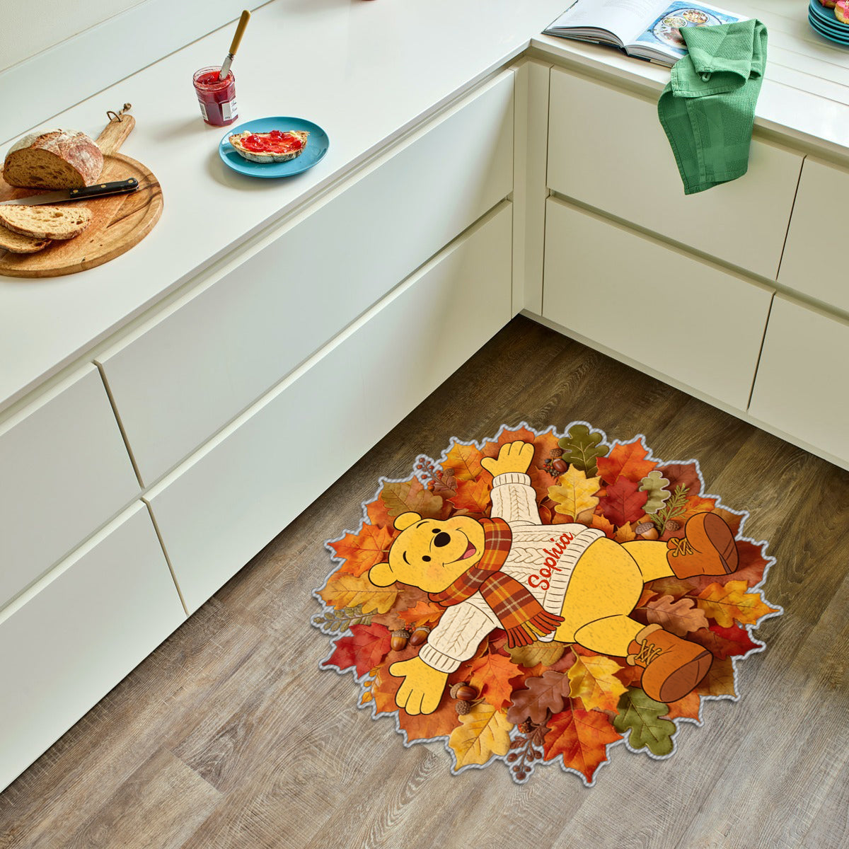 Fall Vibes - Personalized Yellow Bear Non-Slip Tufted Rug