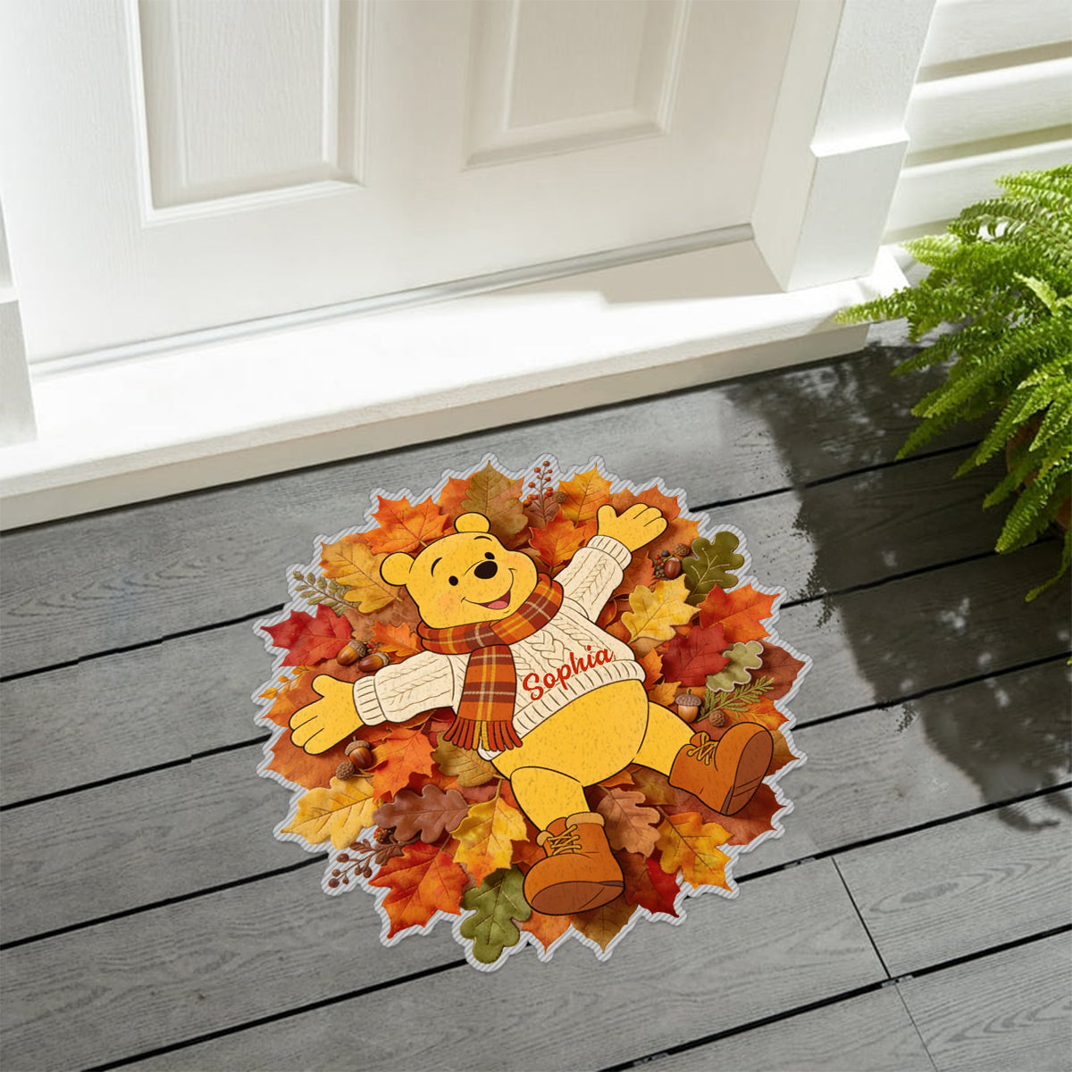 Fall Vibes - Personalized Yellow Bear Non-Slip Tufted Rug