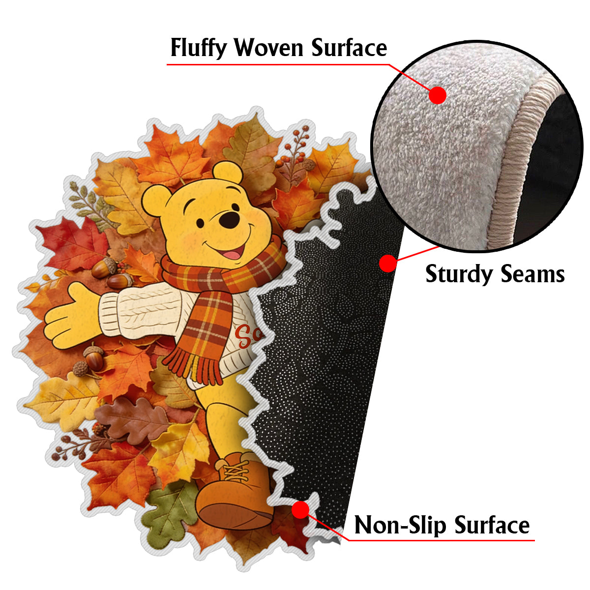 Fall Vibes - Personalized Yellow Bear Non-Slip Tufted Rug