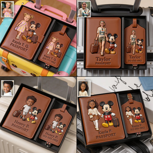 Magical Travel Buddy - Personalized Mouse Passport Holder & Luggage Tag Set
