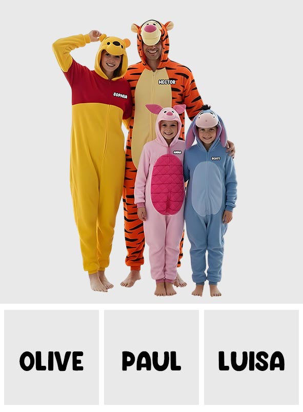Honey Bear Characters - Personalized Yellow Bear Hooded Jumpsuit