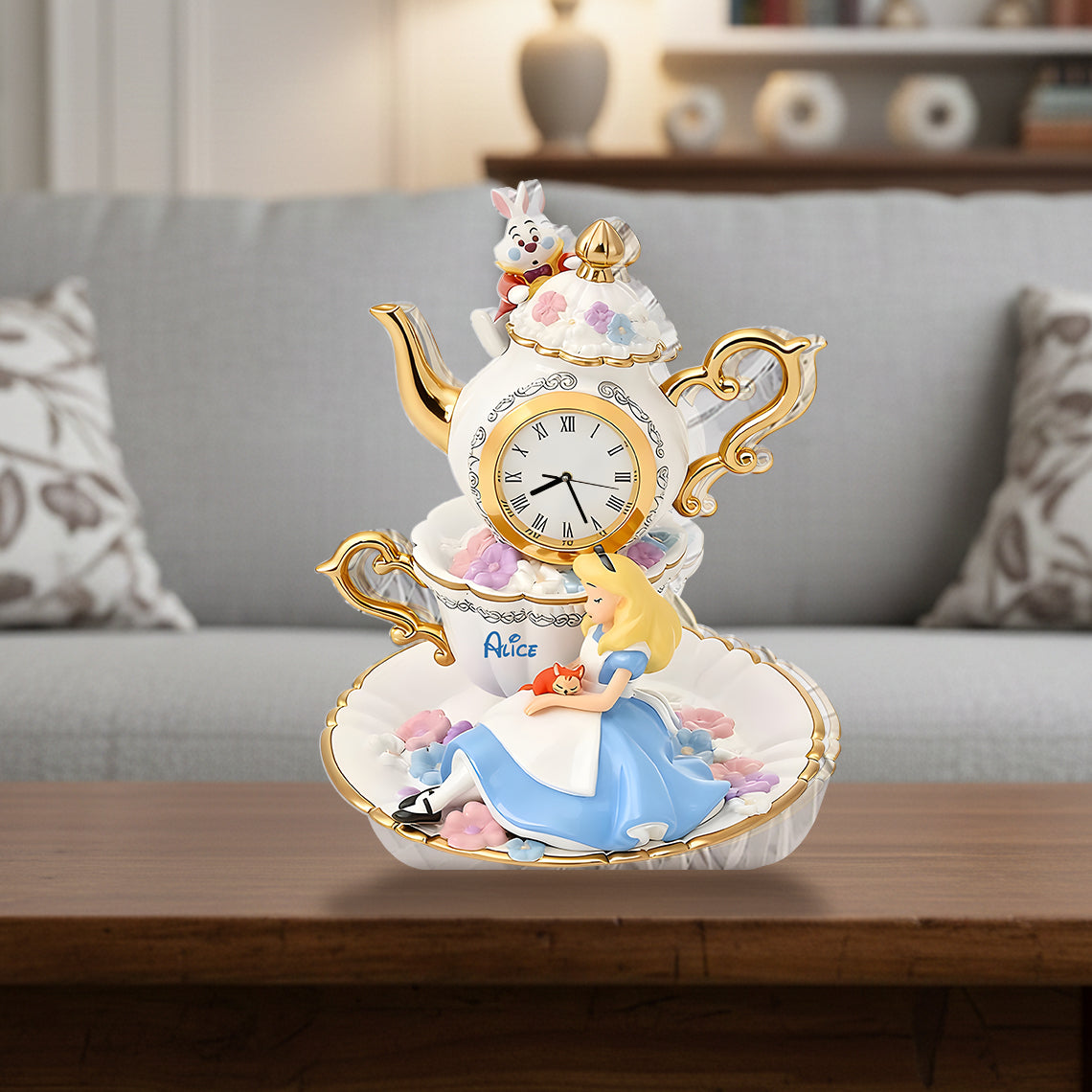 Girl In Magical Land 75th Anniversary - Personalized Mouse Desk Clock Plaque
