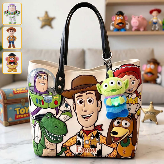 Galaxy And Western Buddy Toy - Personalized Toy Story Leather Bag With Plush Charm