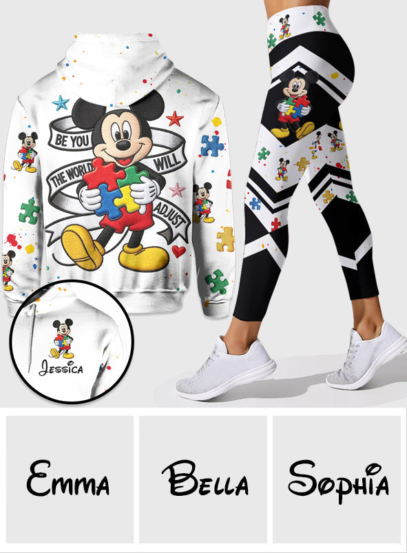 Be You The World Will Adjust - Personalized Autism Awareness Hoodie and Leggings