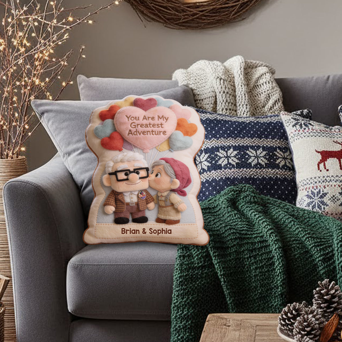 You Are My Greatest Adventure - Personalized Mouse Faux Fur Shaped Pillow