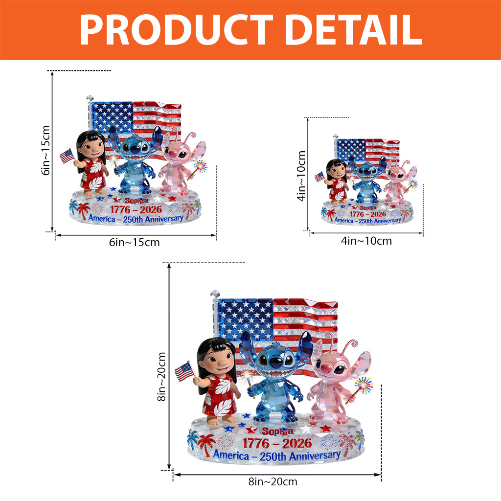 USA 250 Years Of Freedom - Personalized Ohana Custom Shaped Acrylic Plaque