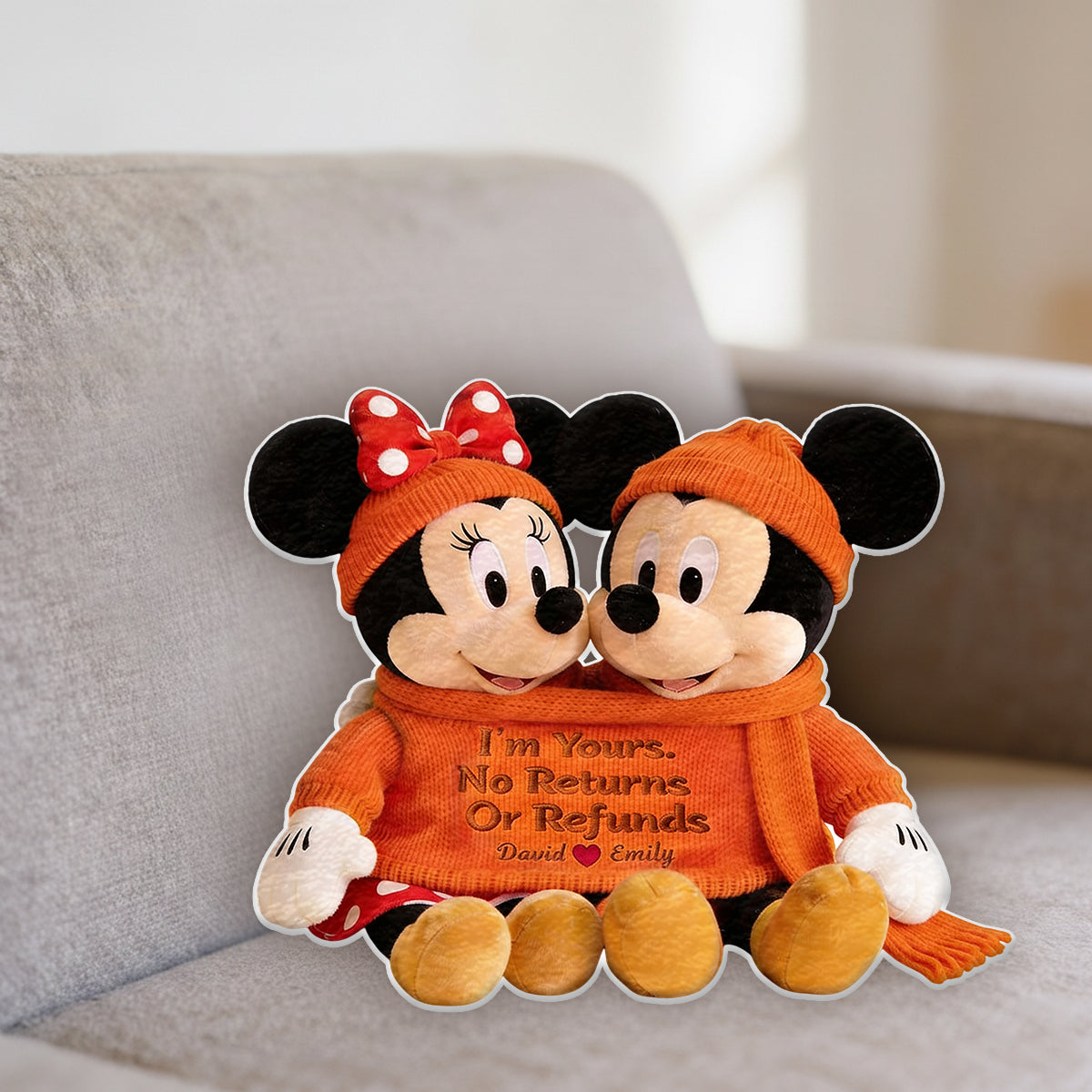 Cartoon Mouse Couple - Personalized Mouse Faux Fur Shaped Pillow