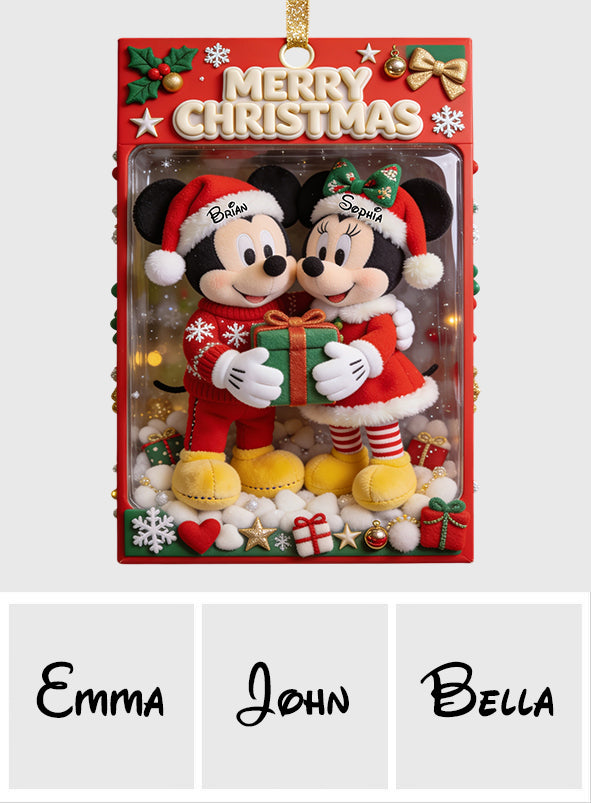 Merry Christmas Magical Mouse Couple - Personalized Mouse Ornament