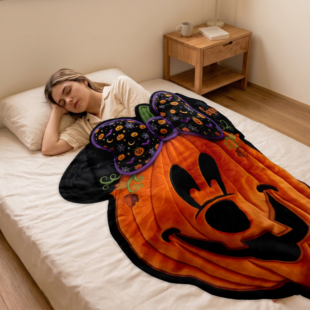 Spooky Halloween - Personalized Mouse Shaped Fleece Blanket