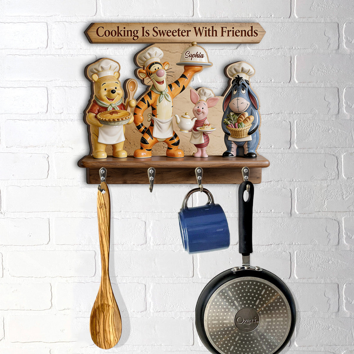Home Is Where Honey Is - Personalized Yellow Bear Custom Shaped Hanging Rack