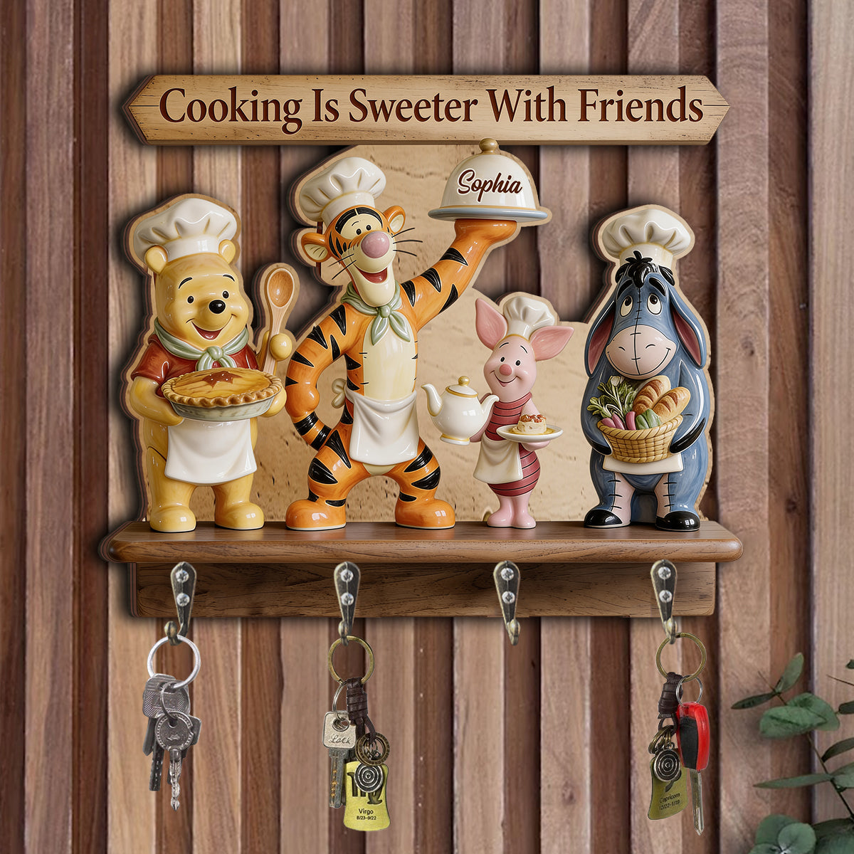 Home Is Where Honey Is - Personalized Yellow Bear Custom Shaped Hanging Rack