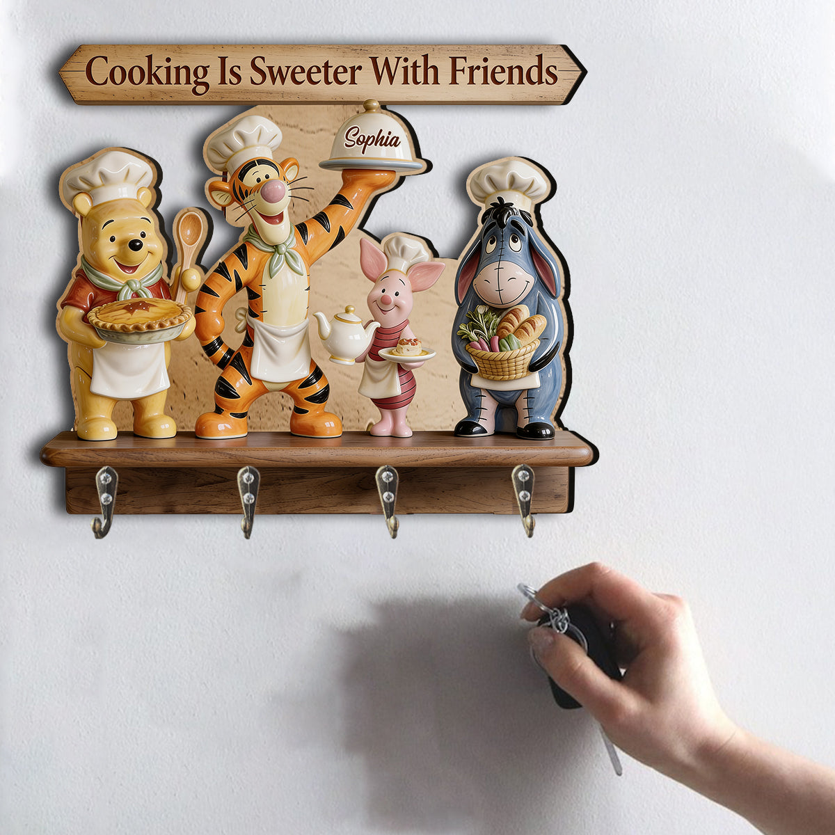 Home Is Where Honey Is - Personalized Yellow Bear Custom Shaped Hanging Rack