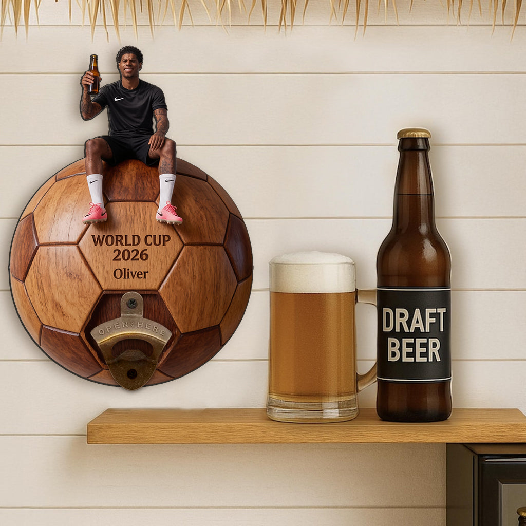 Soccer Ball With Letter - Personalized Soccer Wall Bottle Opener