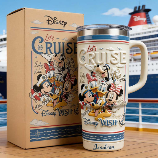 Let's Cruise - Personalized Disney Cruise Handle Tumbler With Box