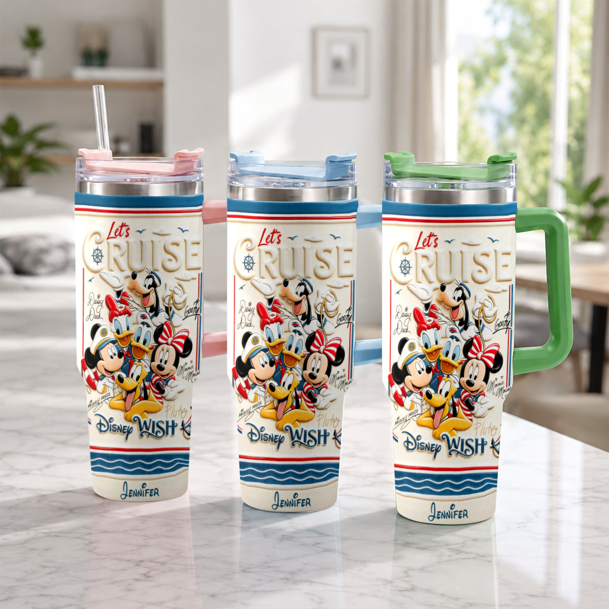 Let's Cruise - Personalized Disney Cruise Handle Tumbler With Box