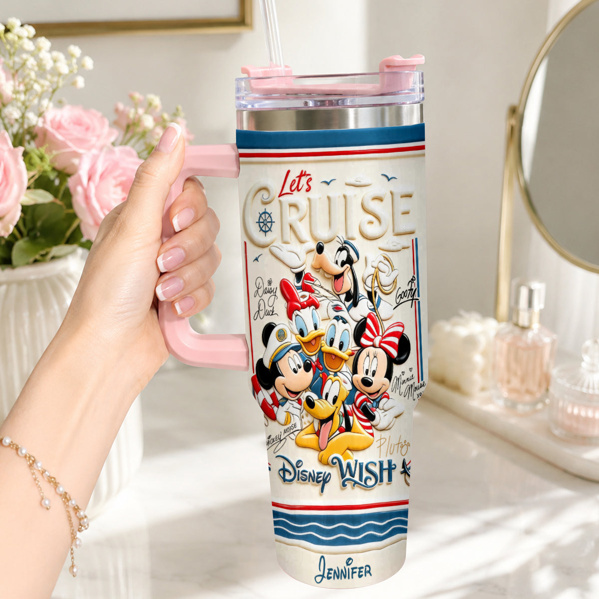 Let's Cruise - Personalized Disney Cruise Handle Tumbler With Box