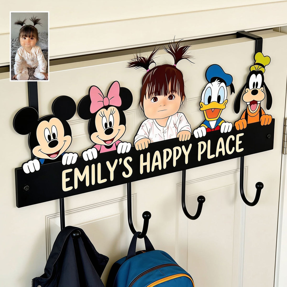 My Happy Place - Personalized Mouse Metal Door Hooks