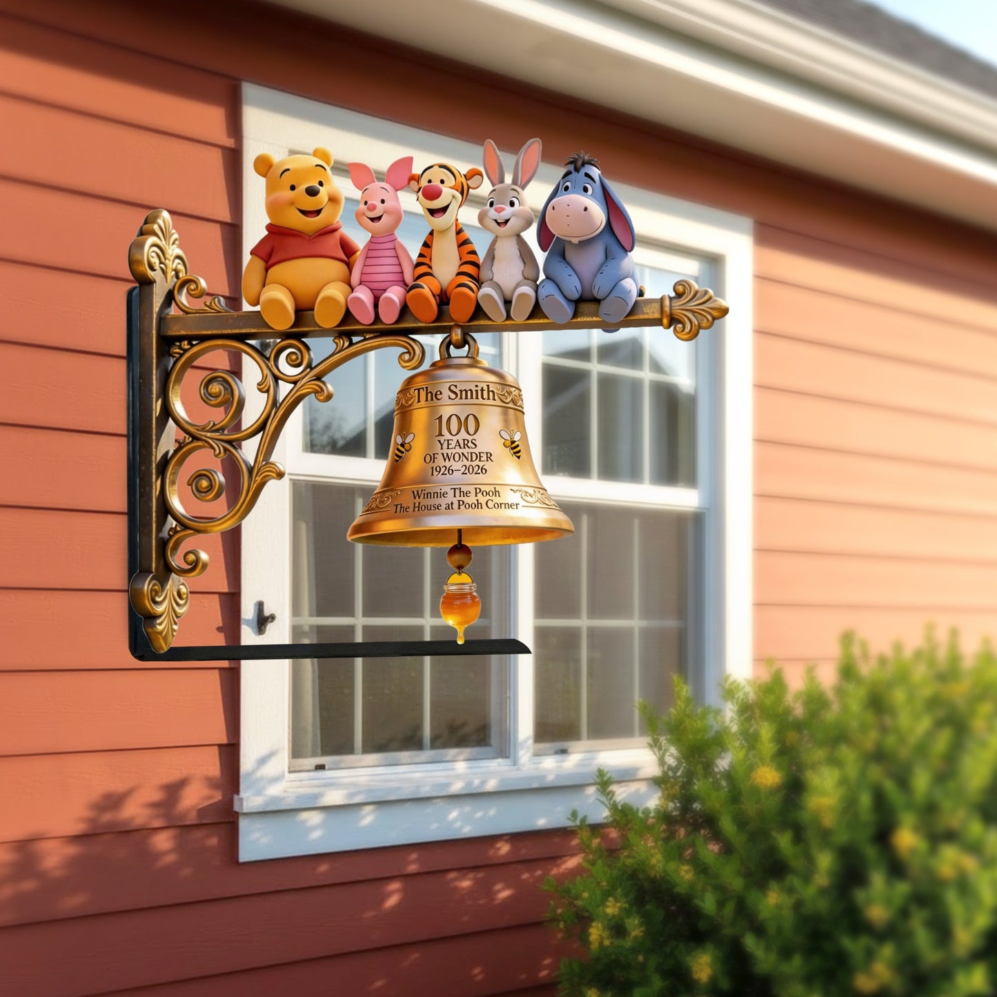 100 Years Of Wonder - Personalized Yellow Bear Wooden Wall Mount Sign