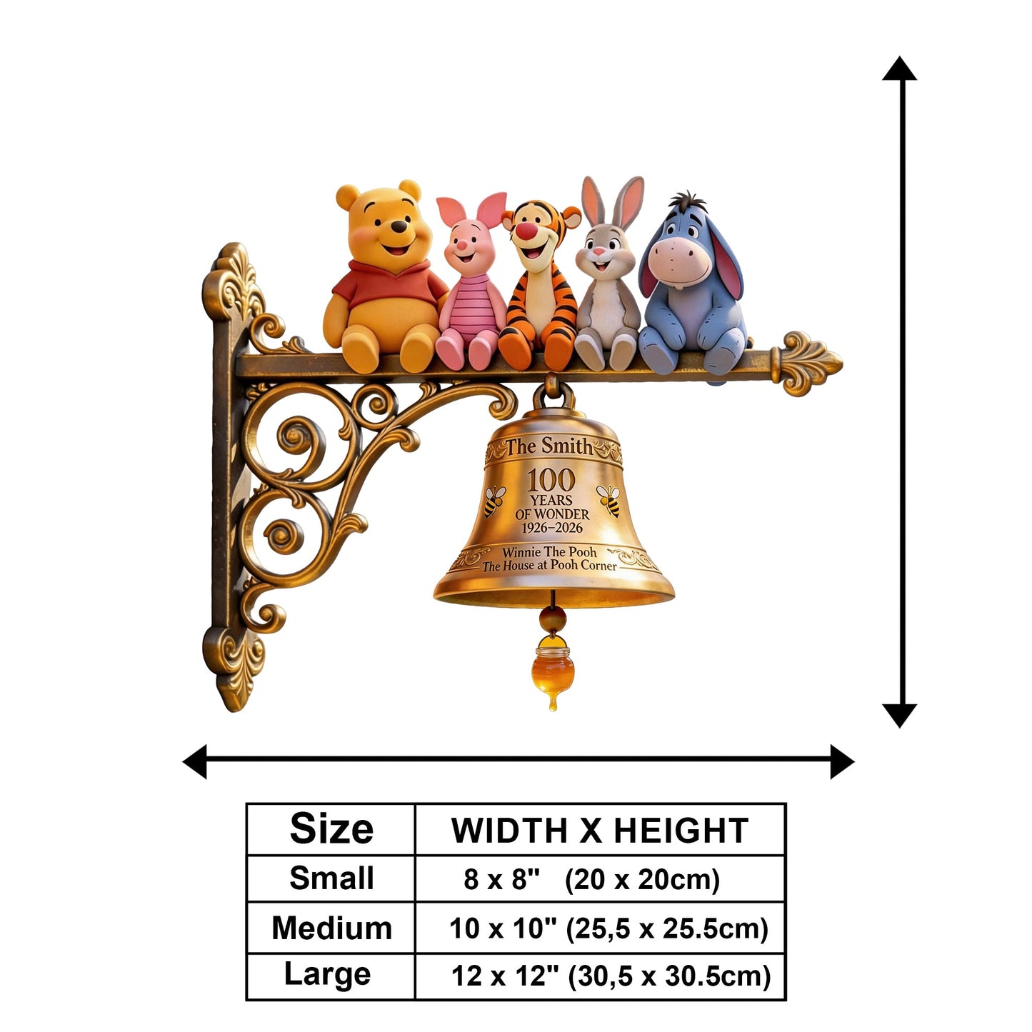 100 Years Of Wonder - Personalized Yellow Bear Wooden Wall Mount Sign