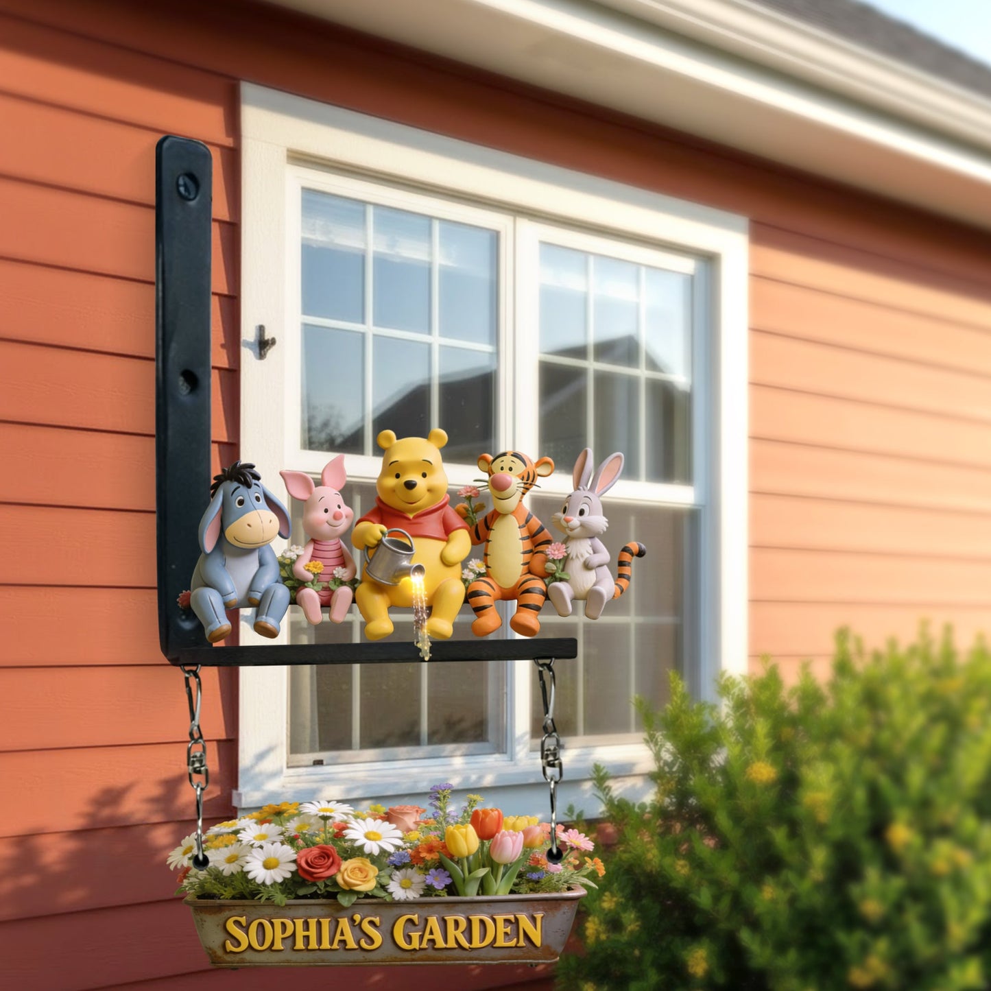 My Beautiful Garden - Personalized Yellow Bear Wooden Wall Mount Sign