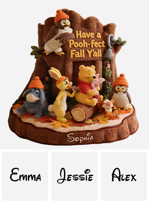Honey Bear Autumn Vibes - Personalized Yellow Bear Premium Faux Fur Pillow