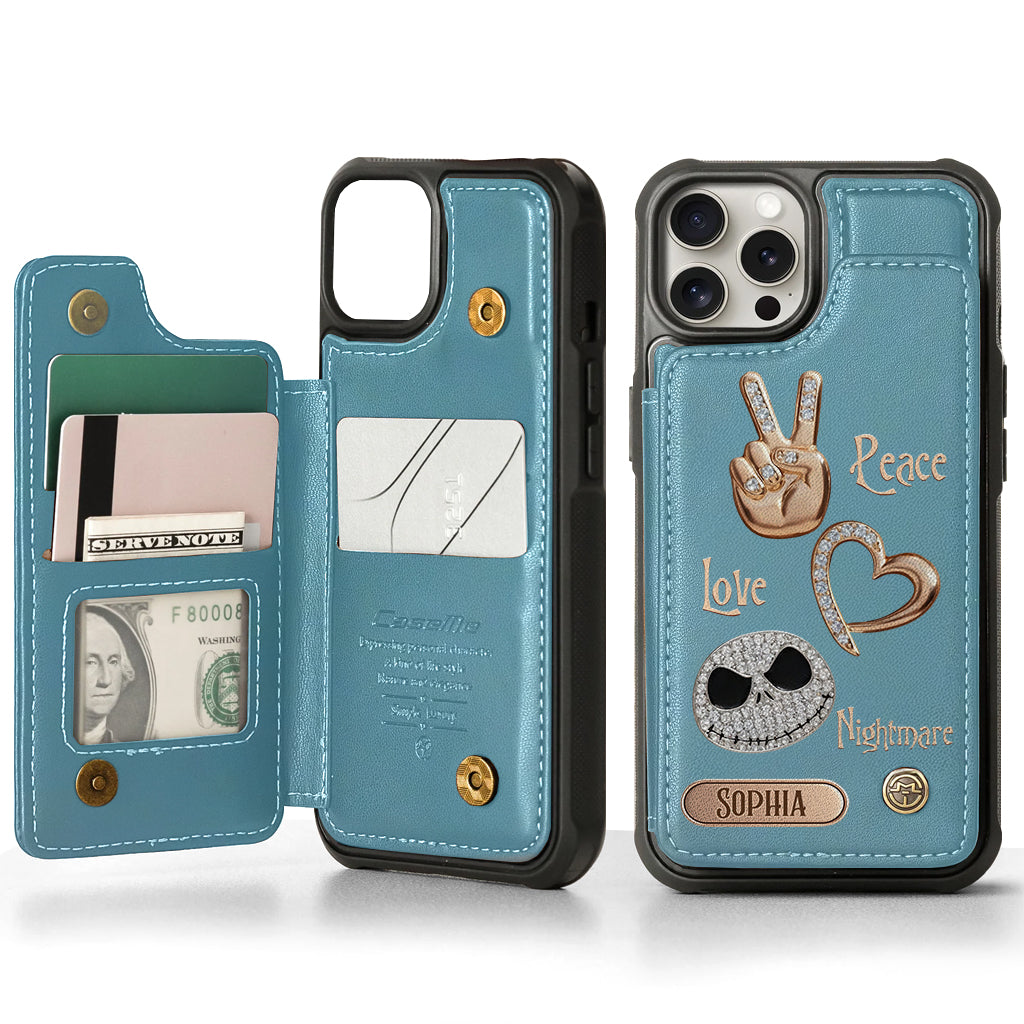 Peace Love Nightmare - Personalized Nightmare Wallet Phone Case