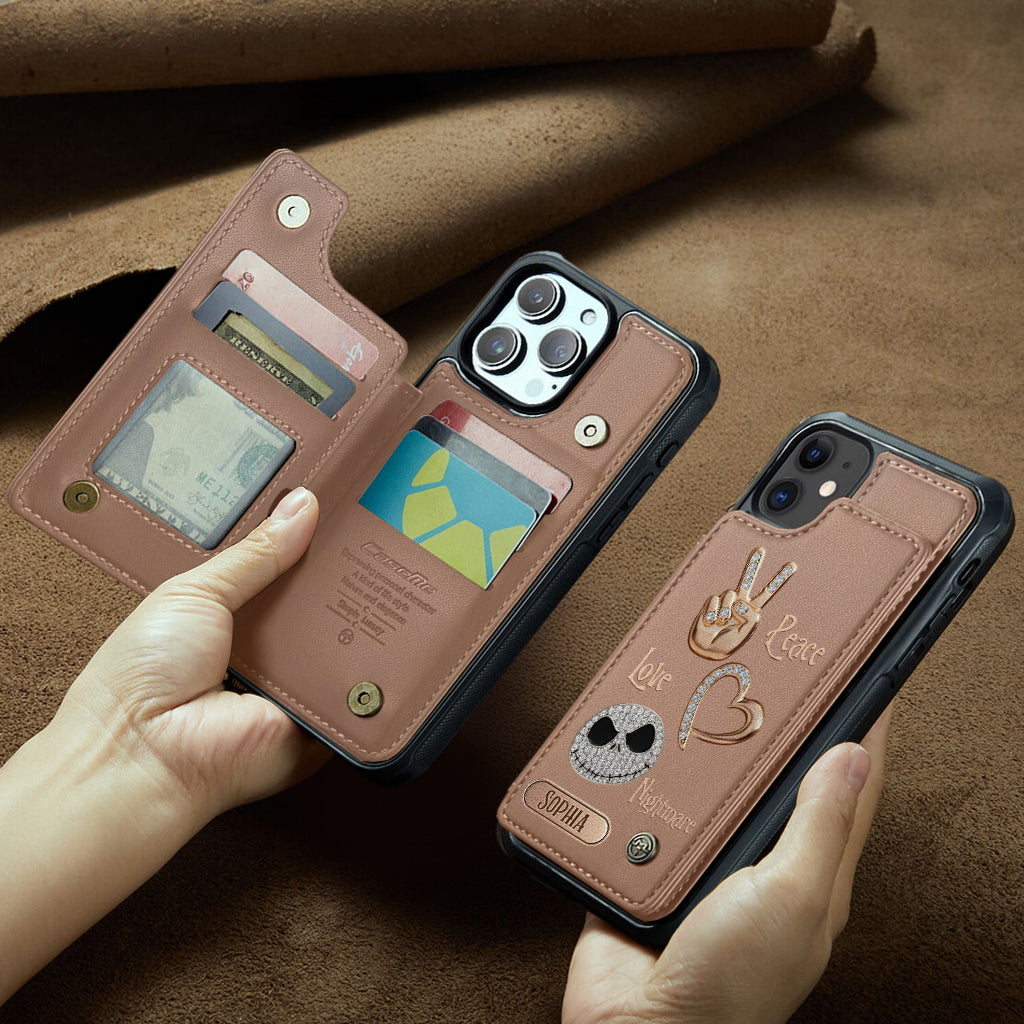 Peace Love Nightmare - Personalized Nightmare Wallet Phone Case