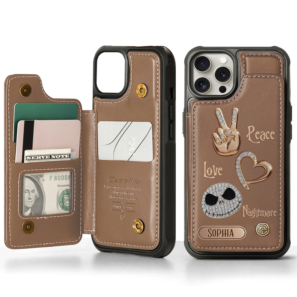 Peace Love Nightmare - Personalized Nightmare Wallet Phone Case