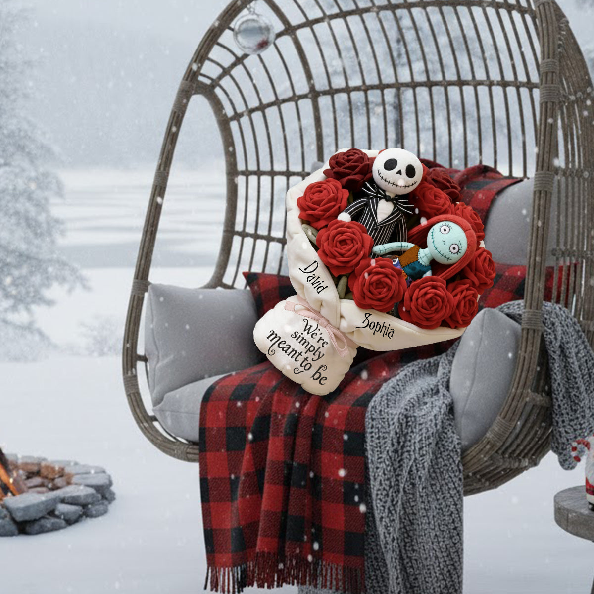 We're Simply Meant To Be - Personalized Nightmare Faux Fur Shaped Pillow