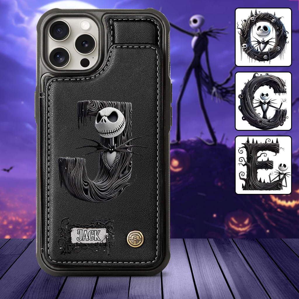 Gothic Initial Letter Gift - Personalized Nightmare Wallet Phone Case