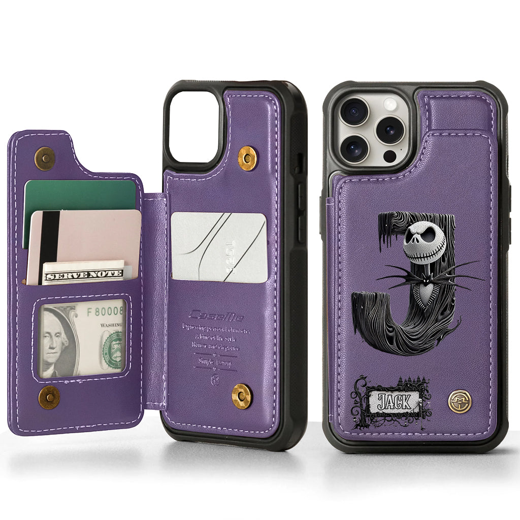 Gothic Initial Letter Gift - Personalized Nightmare Wallet Phone Case