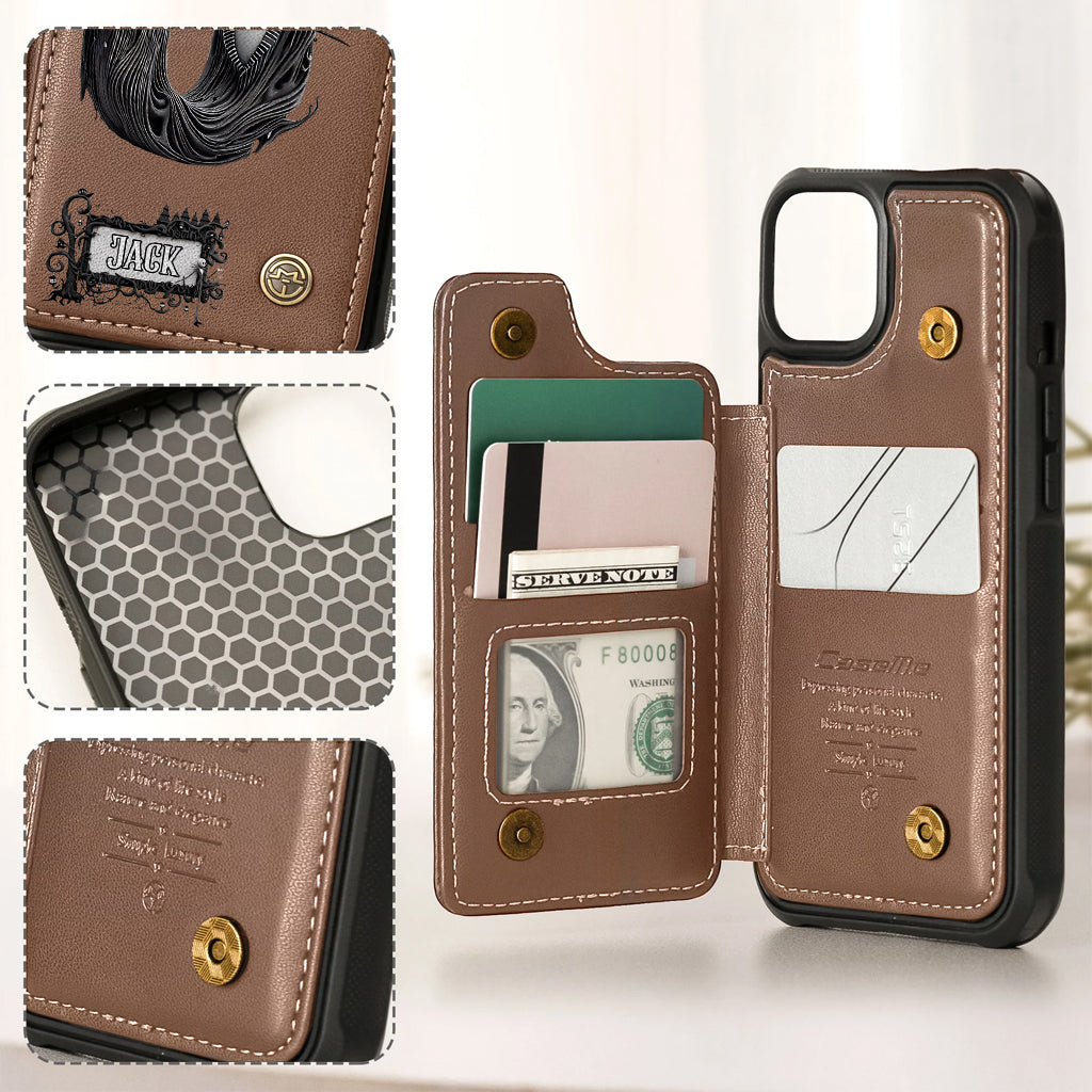 Gothic Initial Letter Gift - Personalized Nightmare Wallet Phone Case