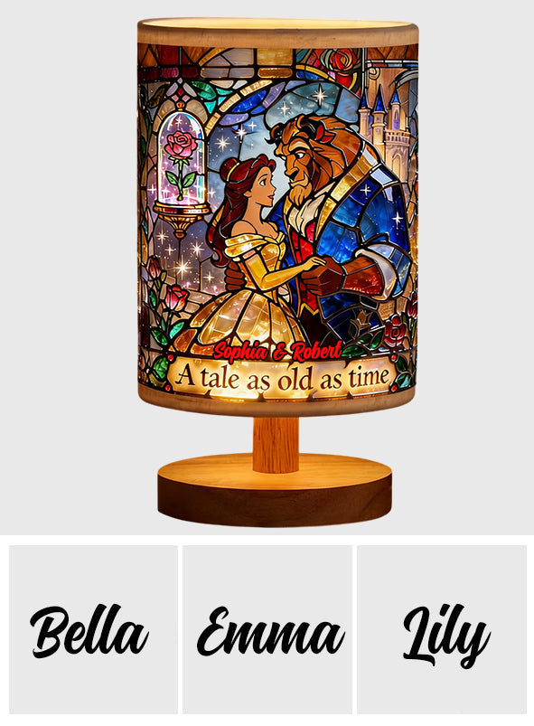 Tale as Old as Time - Personalized Beauty And The Beast Table Lamp With Wood Base