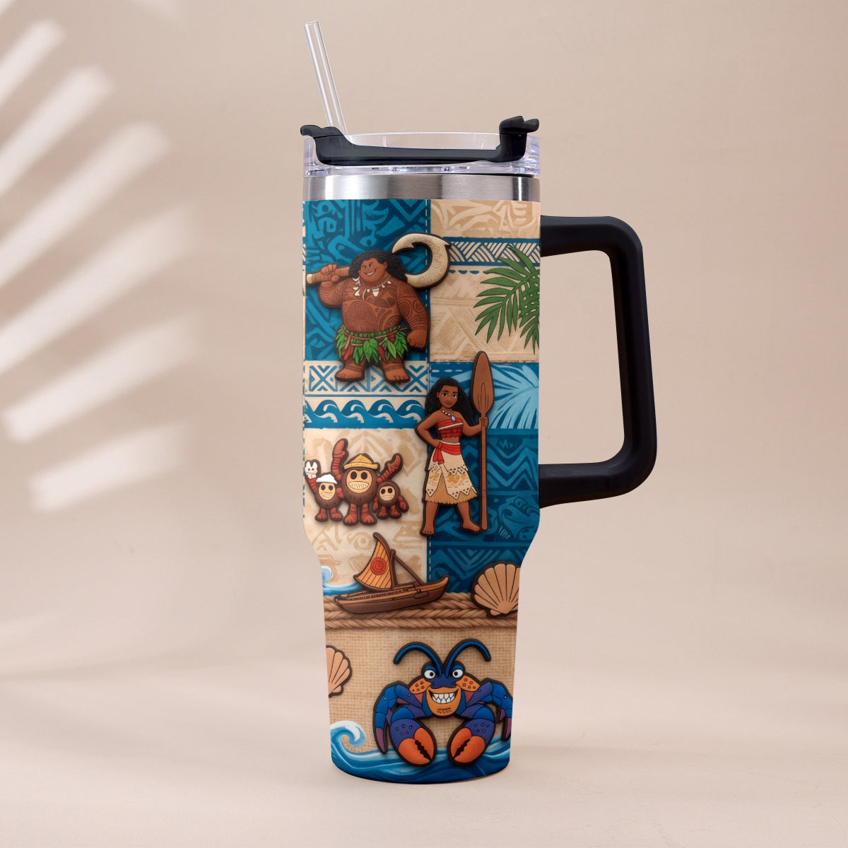 Ocean Adventure Cartoon Friends - Personalized Moana Tumbler With Plush Charm