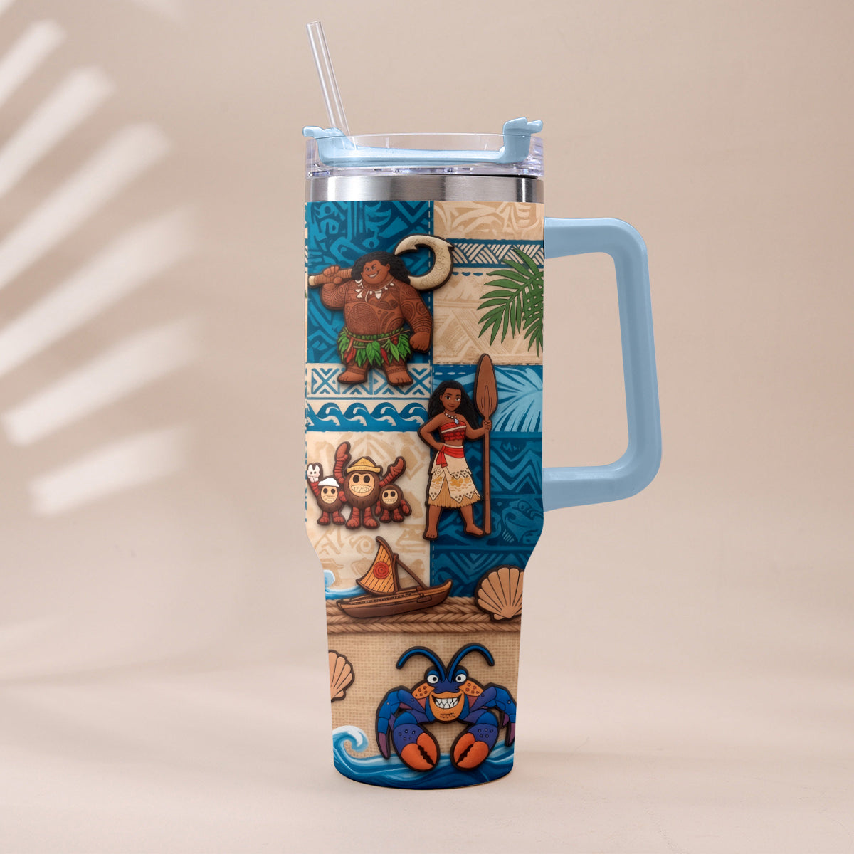 Ocean Adventure Cartoon Friends - Personalized Moana Tumbler With Plush Charm