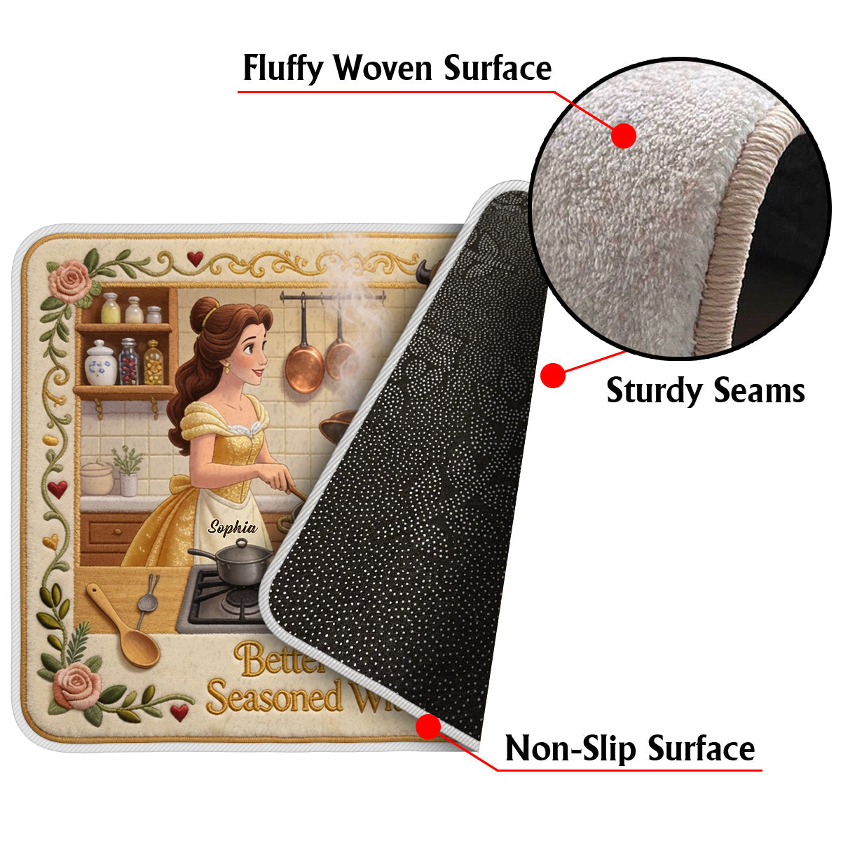 Better Together, Seasoned With Love - Personalized Beauty And The Beast Non-Slip Tufted Rug