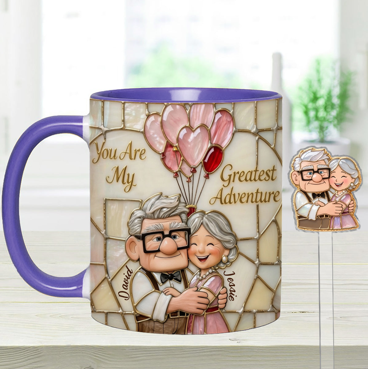 My Greatest Adventure - Personalized Couple Set Accent Mug with Acrylic Stirrers