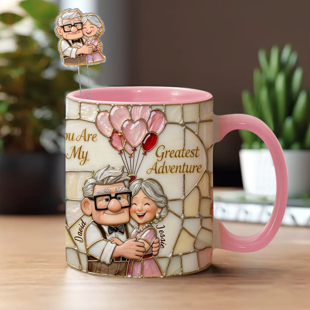 My Greatest Adventure - Personalized Couple Set Accent Mug with Acrylic Stirrers