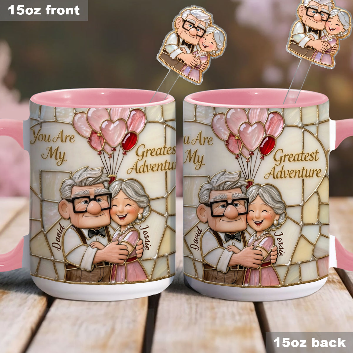 My Greatest Adventure - Personalized Couple Set Accent Mug with Acrylic Stirrers