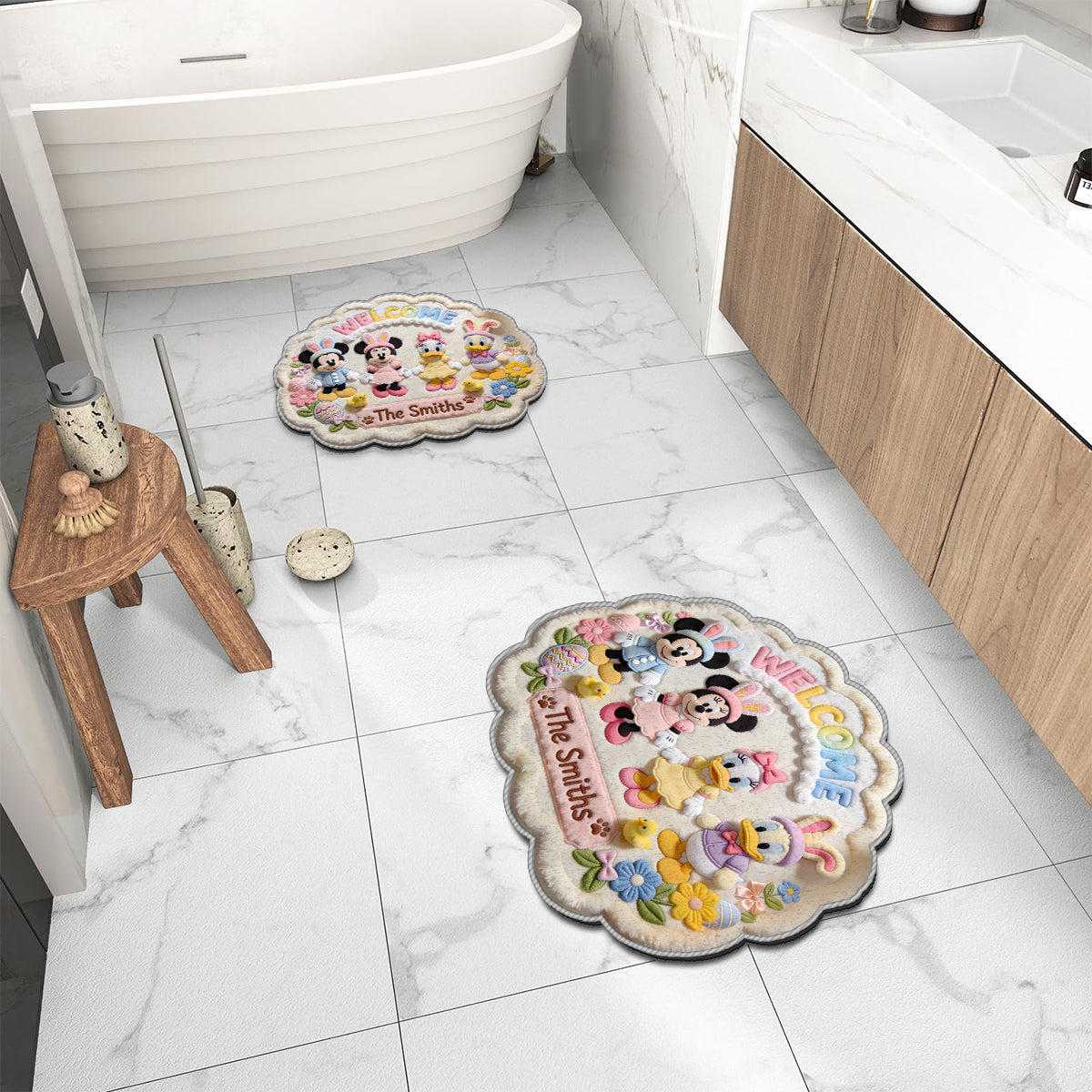 Easter's Day Magical Friends - Personalized Mouse Non-Slip Tufted Rug