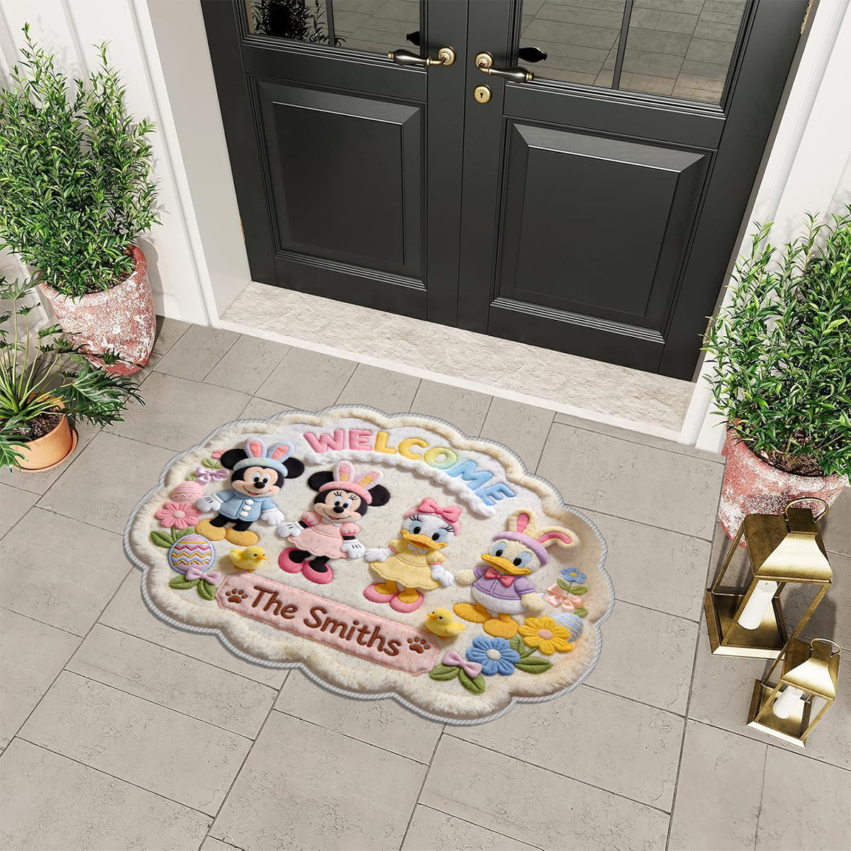 Easter's Day Magical Friends - Personalized Mouse Non-Slip Tufted Rug