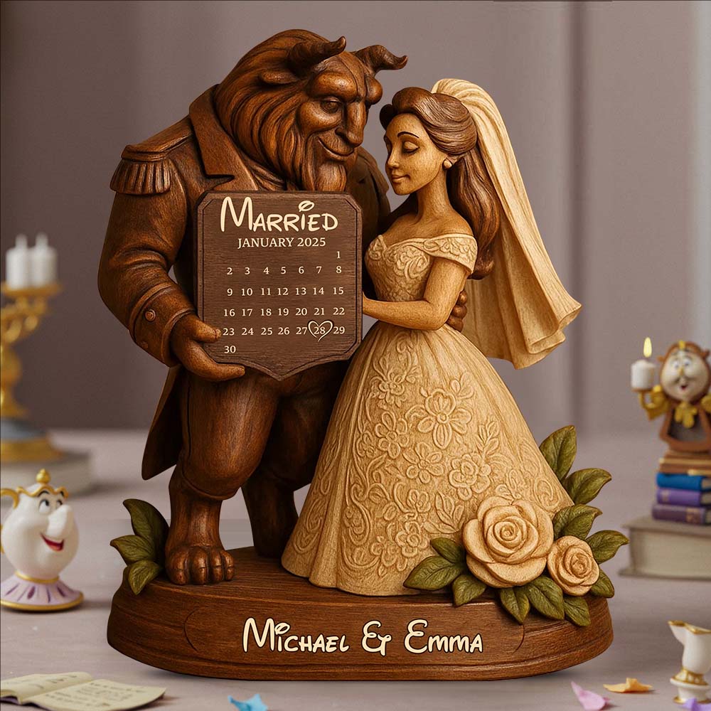 Married - Personalized Couple Custom Shaped Wood Plaque