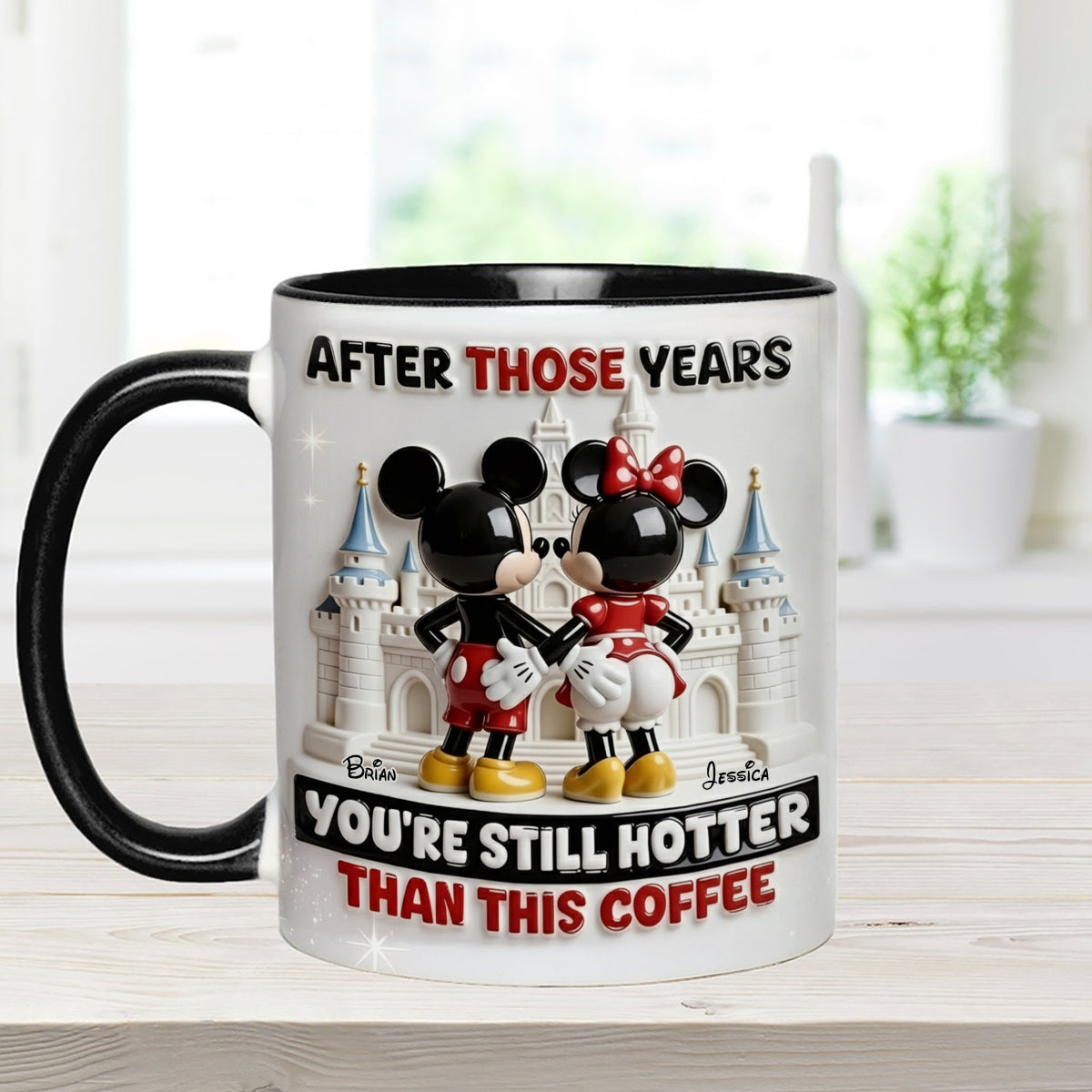 Cartoon Magical Couple - Personalized Mouse Set Accent Mug with Acrylic Stirrers