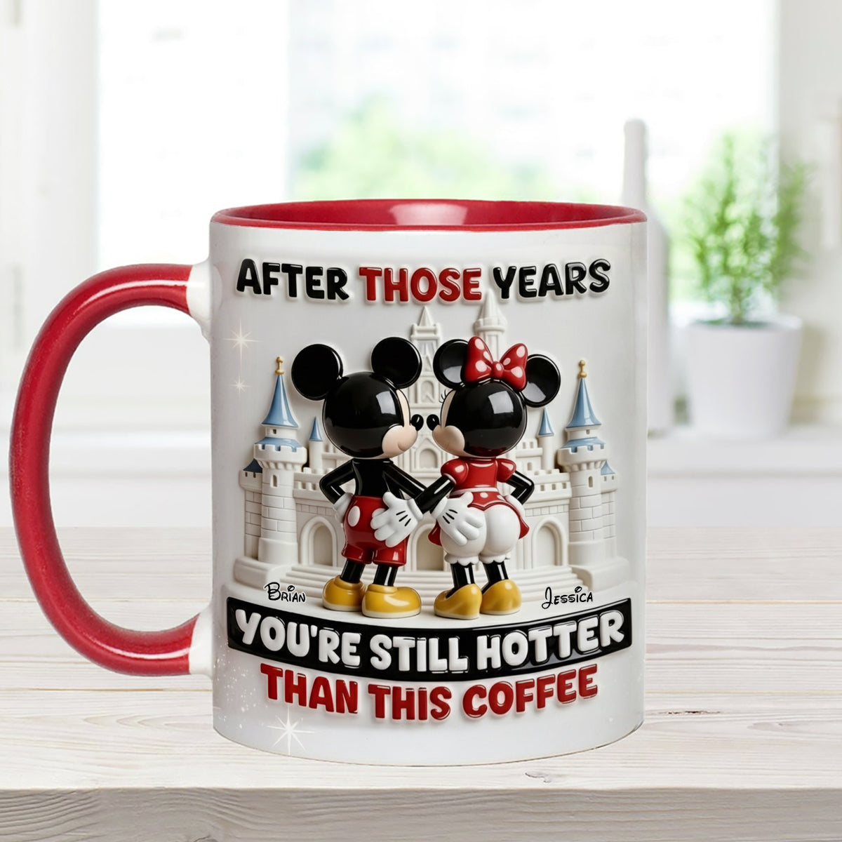 Cartoon Magical Couple - Personalized Mouse Set Accent Mug with Acrylic Stirrers